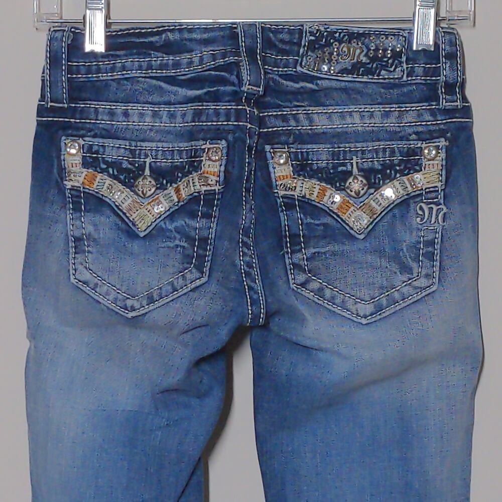Miss Me Mid-Rise Embellished Skinny Jeans in Blue – Size 24 – EUC